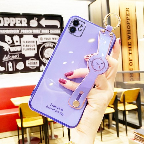 Electroplated Phone Case With Compass Wrist Strap For iPhone Extra Provided Shoulder Strap